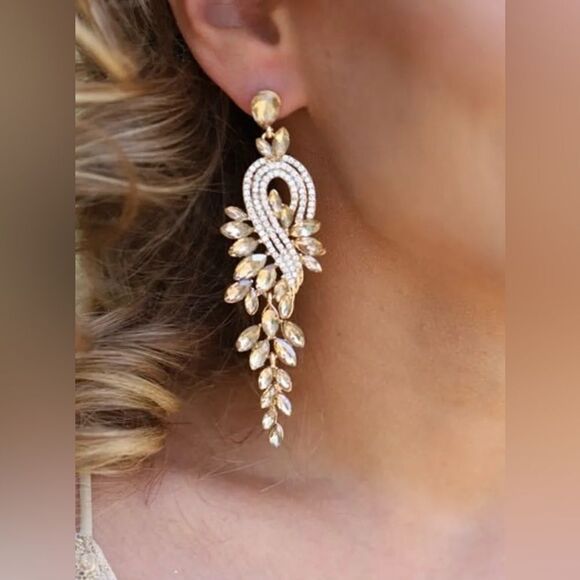 Statement drop crystal earrings A228 - Picture 1 of 5